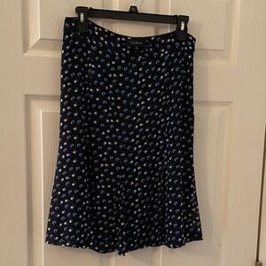 Talbots Polka-dot navy blue flowy summer skirt